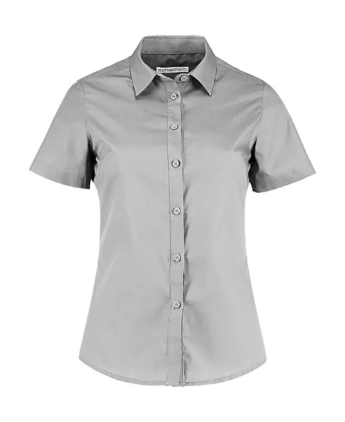  Women's Tailored Fit Poplin Shirt SSL - Kustom Kit Light Grey