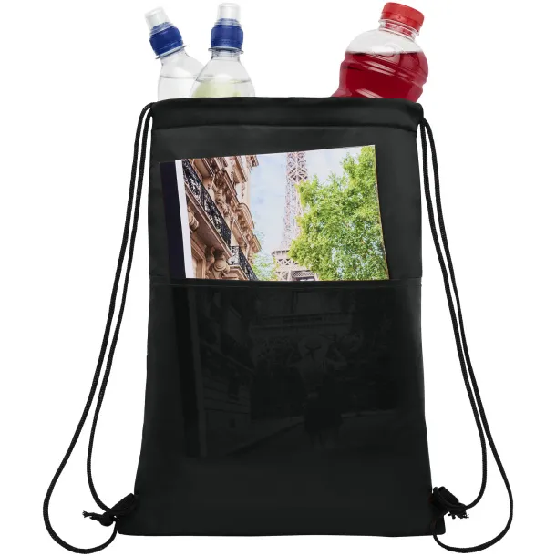 Oriole 12-can drawstring cooler bag Solid black