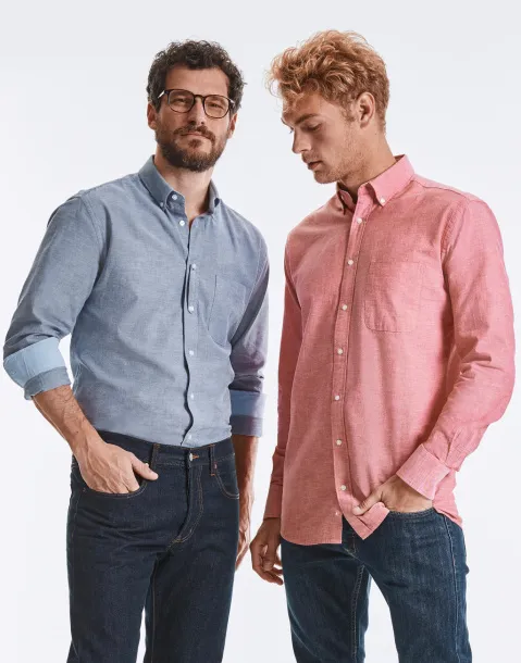  Men's LS Tailored Washed Oxford Shirt - Russell Collection