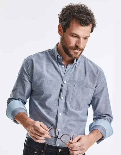  Men's LS Tailored Washed Oxford Shirt - Russell Collection