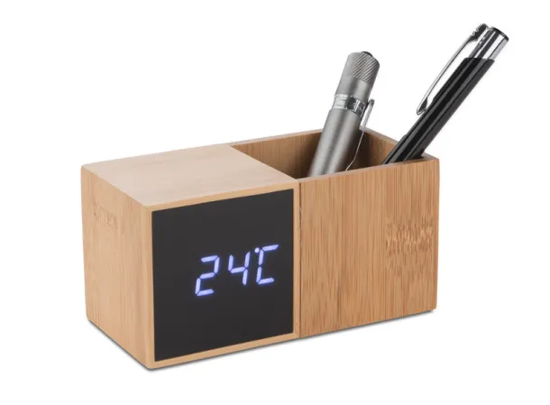 BAMBOO Desk clock with organizer Smeđa BAMBOO Desk clock with organizer Smeđa