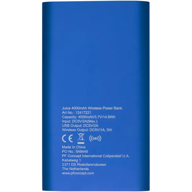 Juice 4000mAh wireless powerbank Royal blue