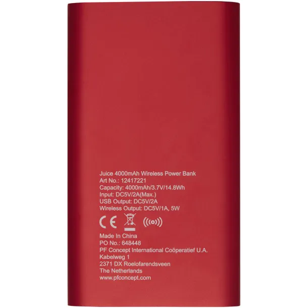 Juice 4000mAh wireless powerbank Red