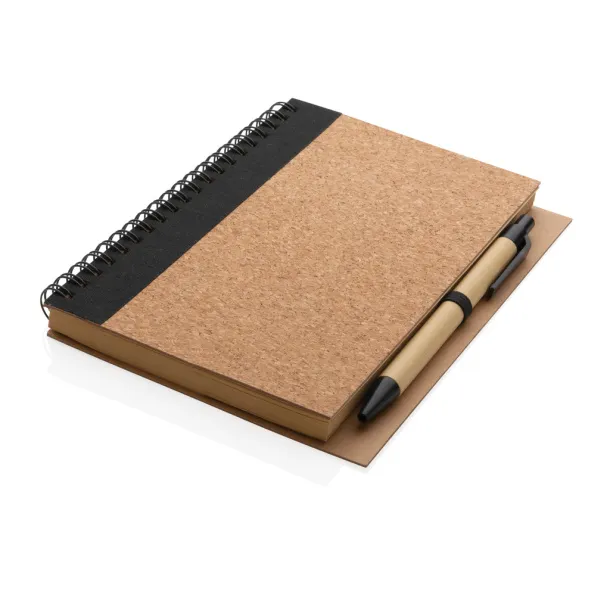  Cork spiral notebook with pen - XD Collection Black 