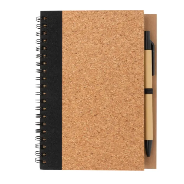  Cork spiral notebook with pen - XD Collection Black 