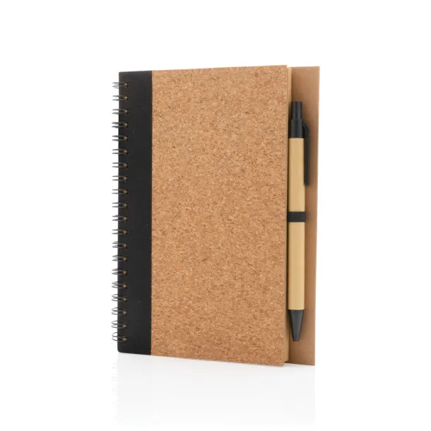  Cork spiral notebook with pen - XD Collection Black 