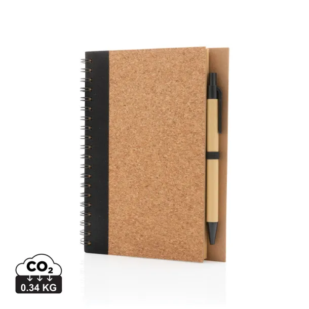  Cork spiral notebook with pen - XD Collection Black 