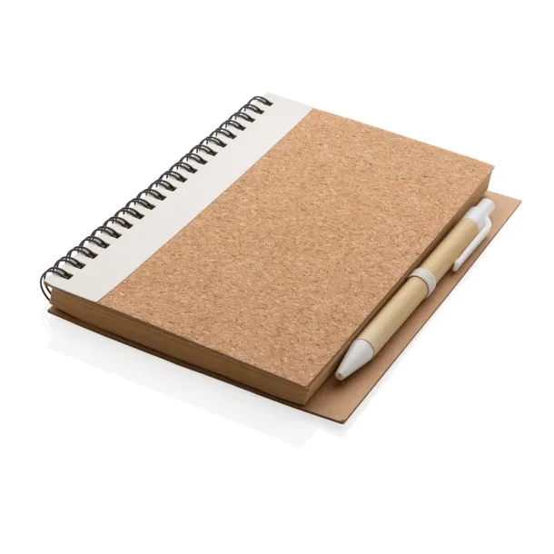  Cork spiral notebook with pen - XD Collection White 