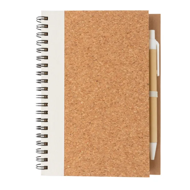  Cork spiral notebook with pen - XD Collection White 