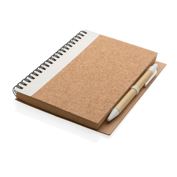  Cork spiral notebook with pen - XD Collection White 