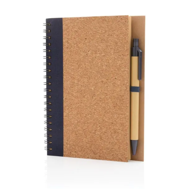  Cork spiral notebook with pen - XD Collection Plava 