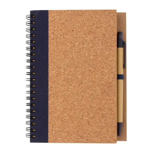  Cork spiral notebook with pen - XD Collection Plava 