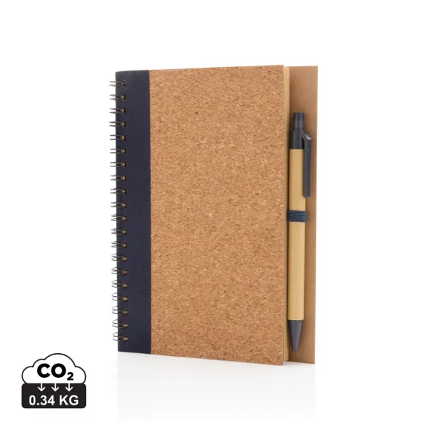  Cork spiral notebook with pen - XD Collection Plava 