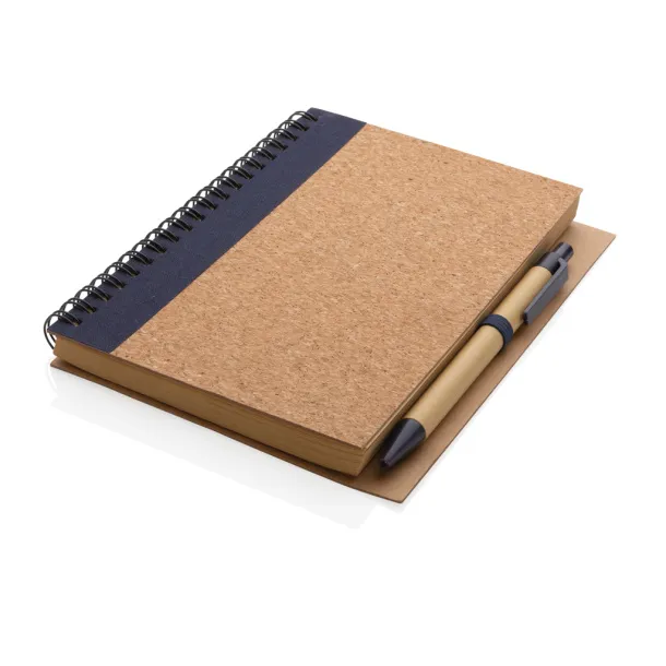  Cork spiral notebook with pen - XD Collection Plava 