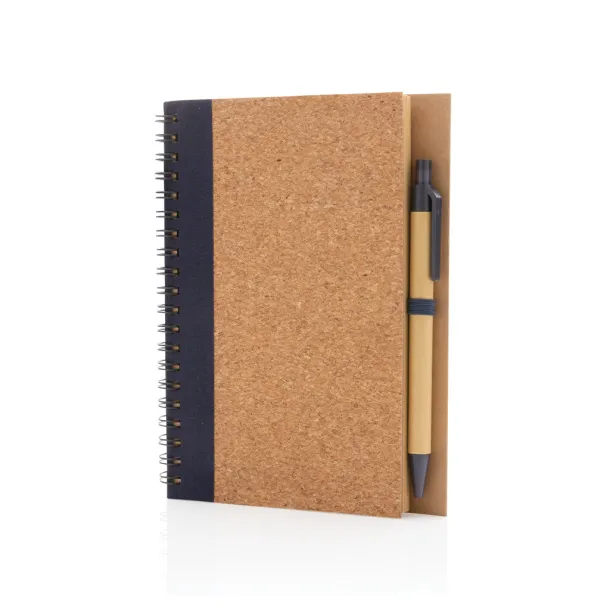  Cork spiral notebook with pen - XD Collection Plava 