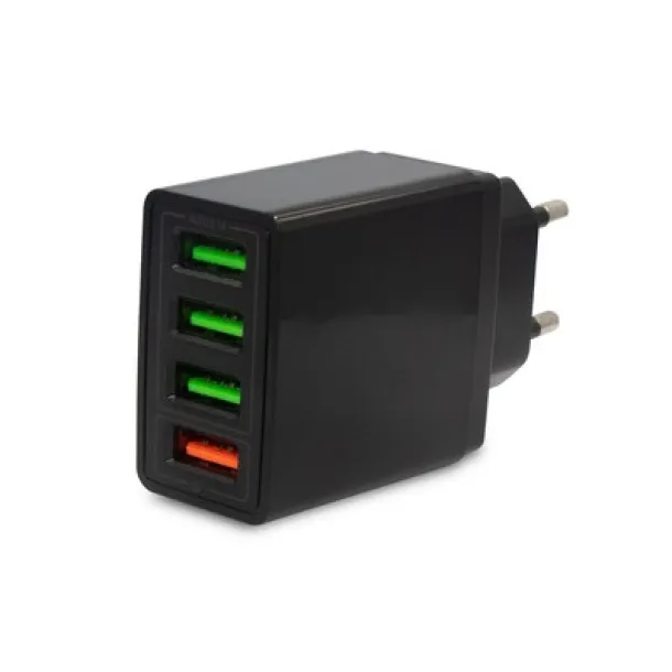  USB wall charger with 4 USB ports Crna