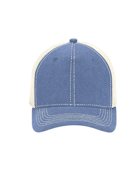  UNSTRUCTURED TRUCKER CAP - Comfort Colors Washed Denim Ivory