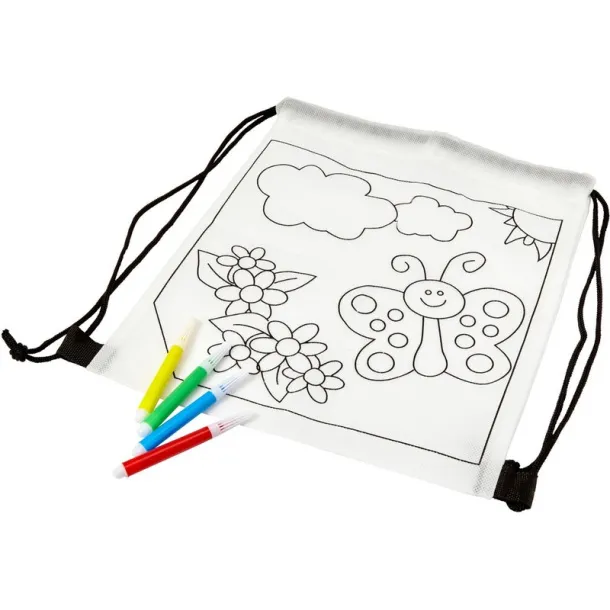  Drawstring bag for colouring, felt tip pens Bijela