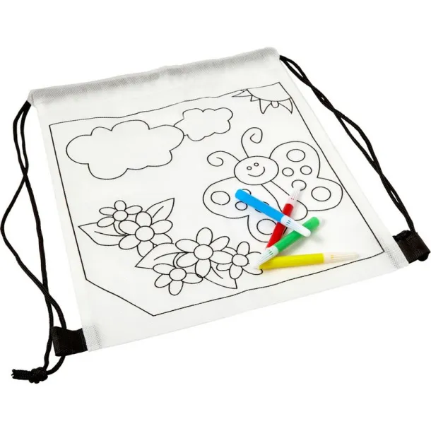  Drawstring bag for colouring, felt tip pens white