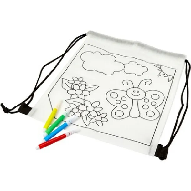  Drawstring bag for colouring, felt tip pens Bijela
