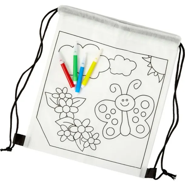  Drawstring bag for colouring, felt tip pens white