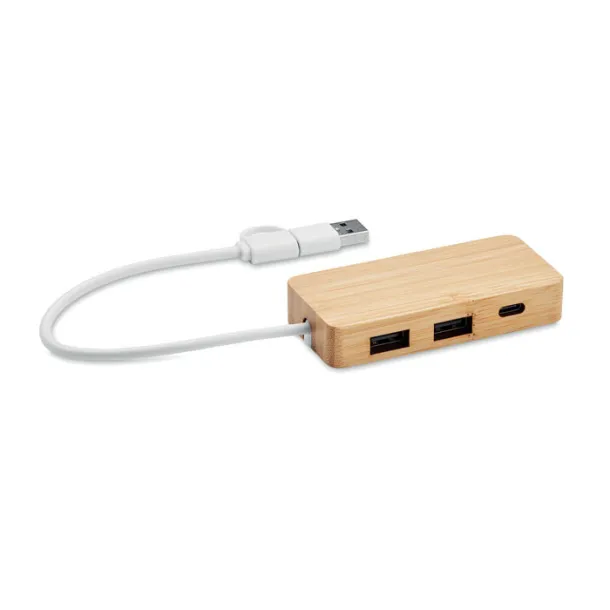 HUBBAM Bamboo USB 3 ports hub Wood