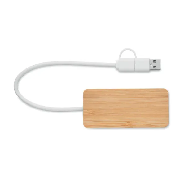 HUBBAM Bamboo USB 3 ports hub Wood