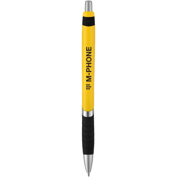 Turbo ballpoint pen with rubber grip - Bullet Yellow Solid black