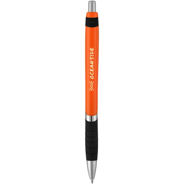 Turbo ballpoint pen with rubber grip - Bullet Orange Solid black