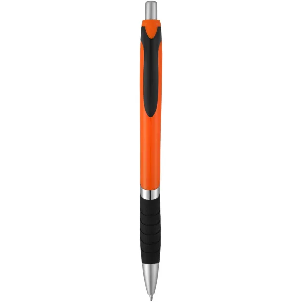 Turbo ballpoint pen with rubber grip - Bullet Orange Solid black