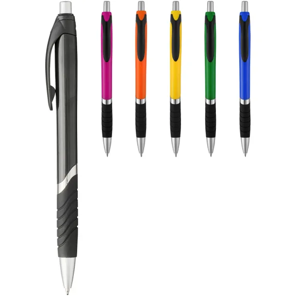 Turbo ballpoint pen with rubber grip - Bullet Magenta Solid black