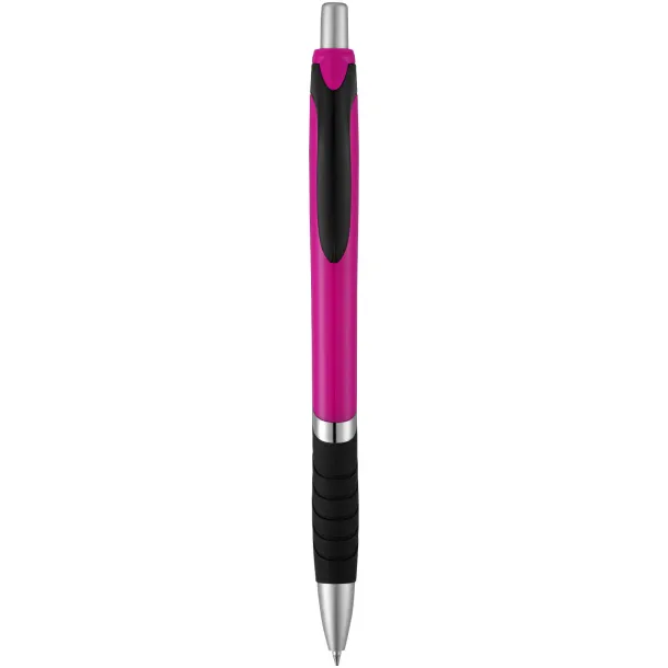 Turbo ballpoint pen with rubber grip - Bullet Magenta Solid black