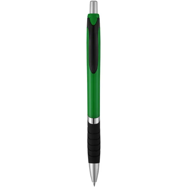 Turbo ballpoint pen with rubber grip - Bullet Green Solid black