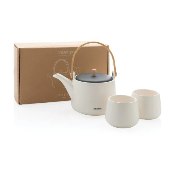  Ukiyo tea pot set with cups White Grey