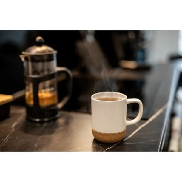  Keramička šalica 370 ml s bazom od pluta Bijela