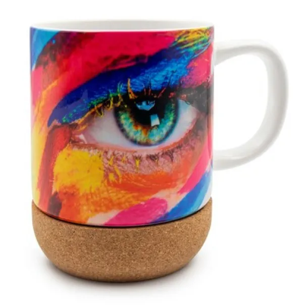  Ceramic mug 370 ml, cork detail white