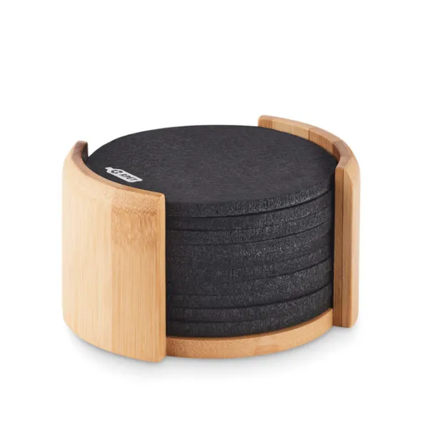 BAHIA RPET coasters in bamboo holder Wood