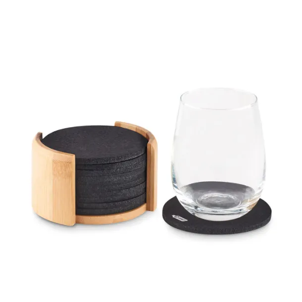 BAHIA RPET coasters in bamboo holder Wood