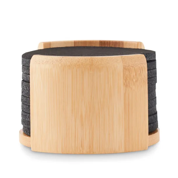 BAHIA RPET coasters in bamboo holder Wood