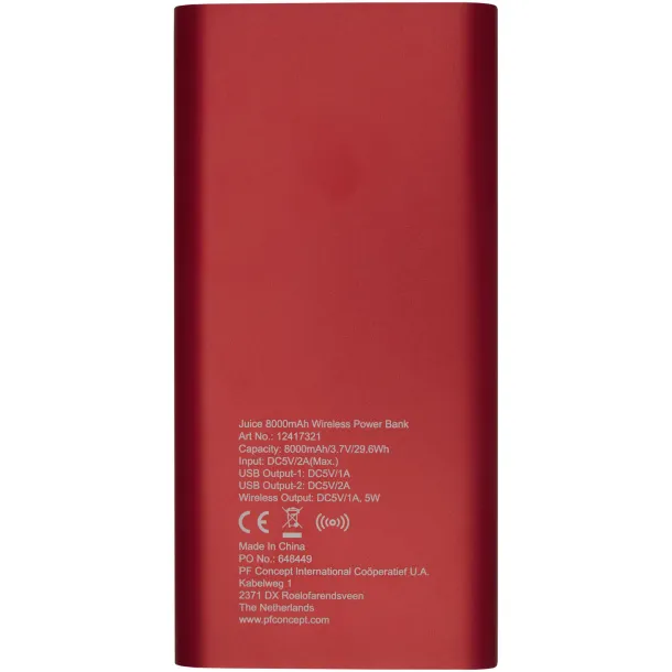 Juice 8000mAh wireless powerbank Red