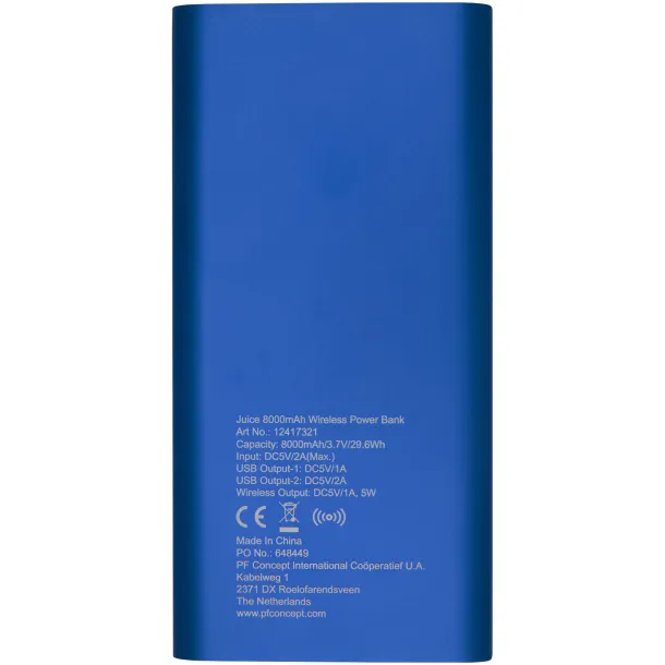 Juice 8000mAh wireless powerbank Royal blue