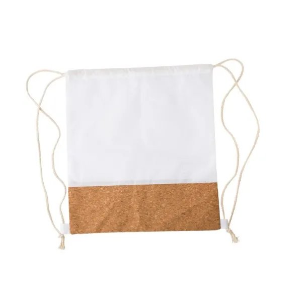  RPET and cork drawstring bag with cotton drawstrings white