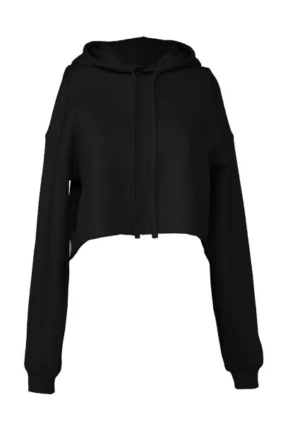  Ženski skraćeni hoodie od flisa - Bella+Canvas Crna