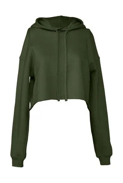  Ženski skraćeni hoodie od flisa - Bella+Canvas Military Green