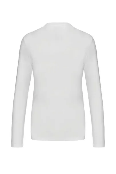  LADIES' LONG-SLEEVED V-NECK T-SHIRT - Kariban White