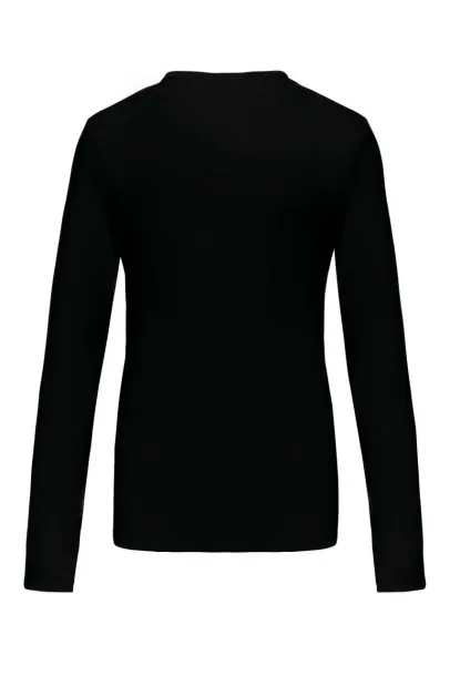  LADIES' LONG-SLEEVED V-NECK T-SHIRT - Kariban Black