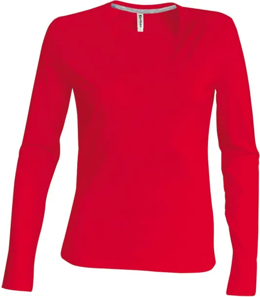  LADIES' LONG-SLEEVED V-NECK T-SHIRT - Kariban Red