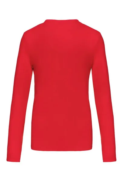  LADIES' LONG-SLEEVED V-NECK T-SHIRT - Kariban Red