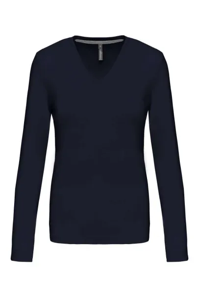  LADIES' LONG-SLEEVED V-NECK T-SHIRT - Kariban Navy