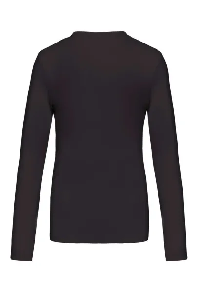  LADIES' LONG-SLEEVED V-NECK T-SHIRT - Kariban Tamno siva